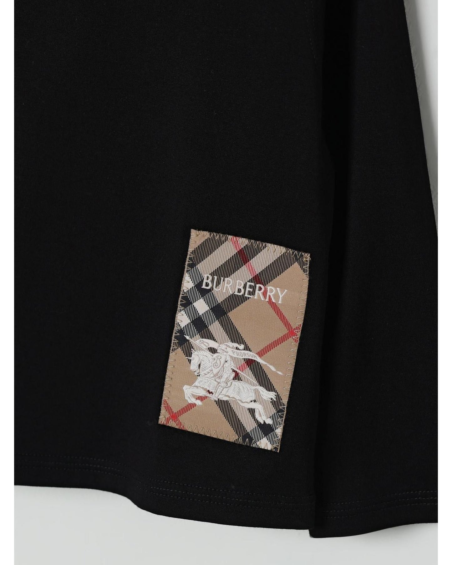 Burberry Cotton Tee With Logo Patch Kids Black T-Shirts
