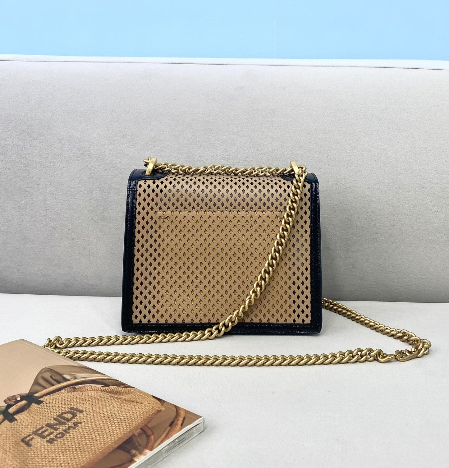 Top QualityTop Quality Small Kan U Black and Brown Bag For Woman 19cm/7.5in485