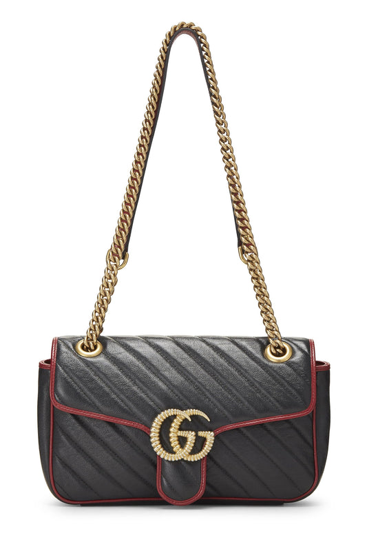Gucci, Black Leather Torchon Marmont Shoulder Bag Small, Black