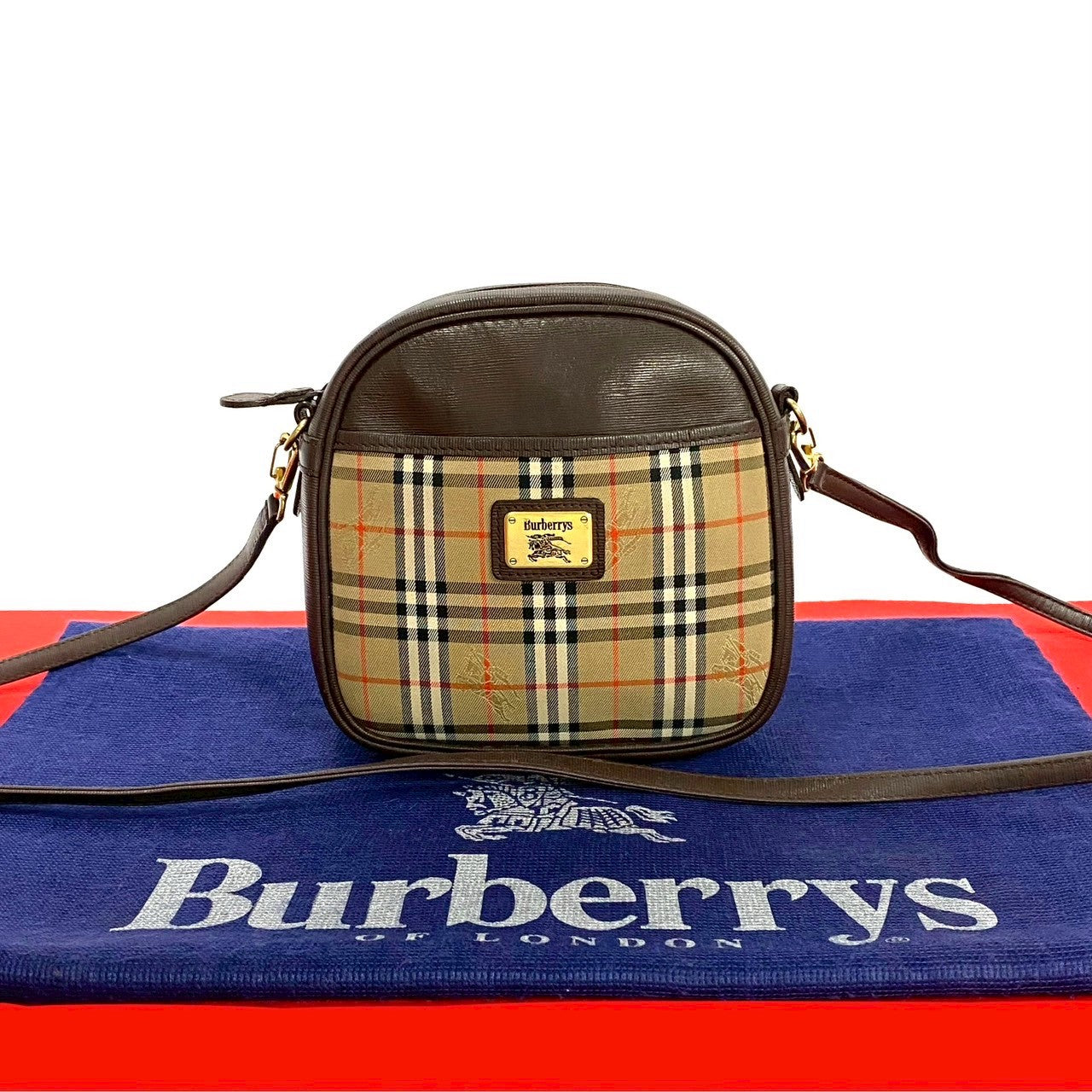 Burberrys   Check Leather Shoulder Bag