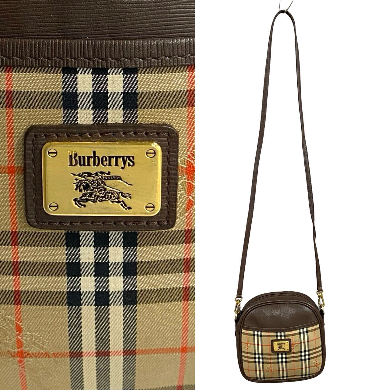 Burberrys   Check Leather Shoulder Bag