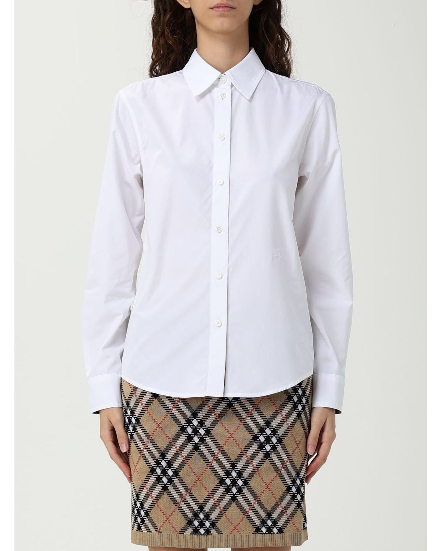 Burberry ButtonDown Long Sleeve Shirt Women White Shirts & Tops