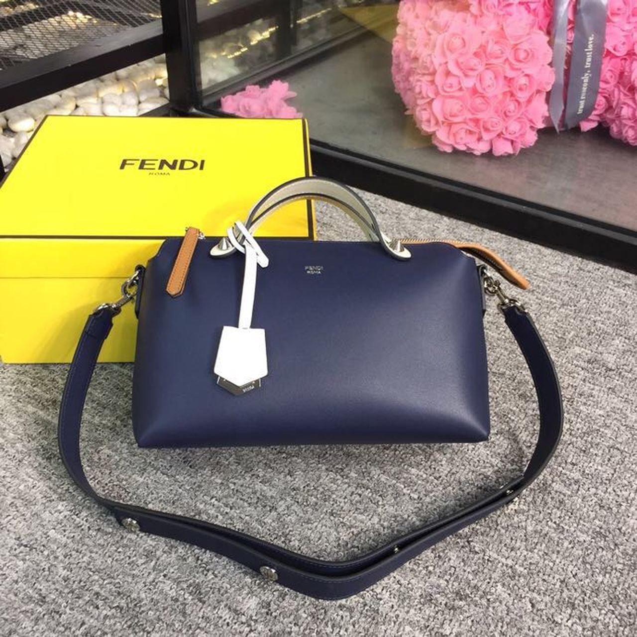 Top QualityTop Quality By The Way Medium Bag Dark Blue For Women, Women’s Handbags, Shoulder And Crossbody Bags 10in/27cm FF 8BL1461