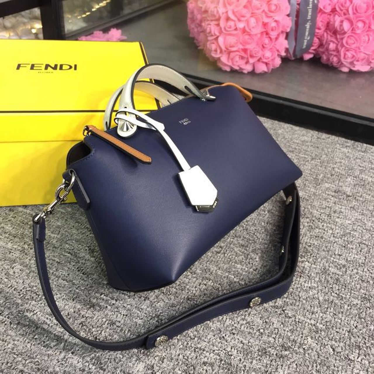 Top QualityTop Quality By The Way Medium Bag Dark Blue For Women, Women’s Handbags, Shoulder And Crossbody Bags 10in/27cm FF 8BL1461