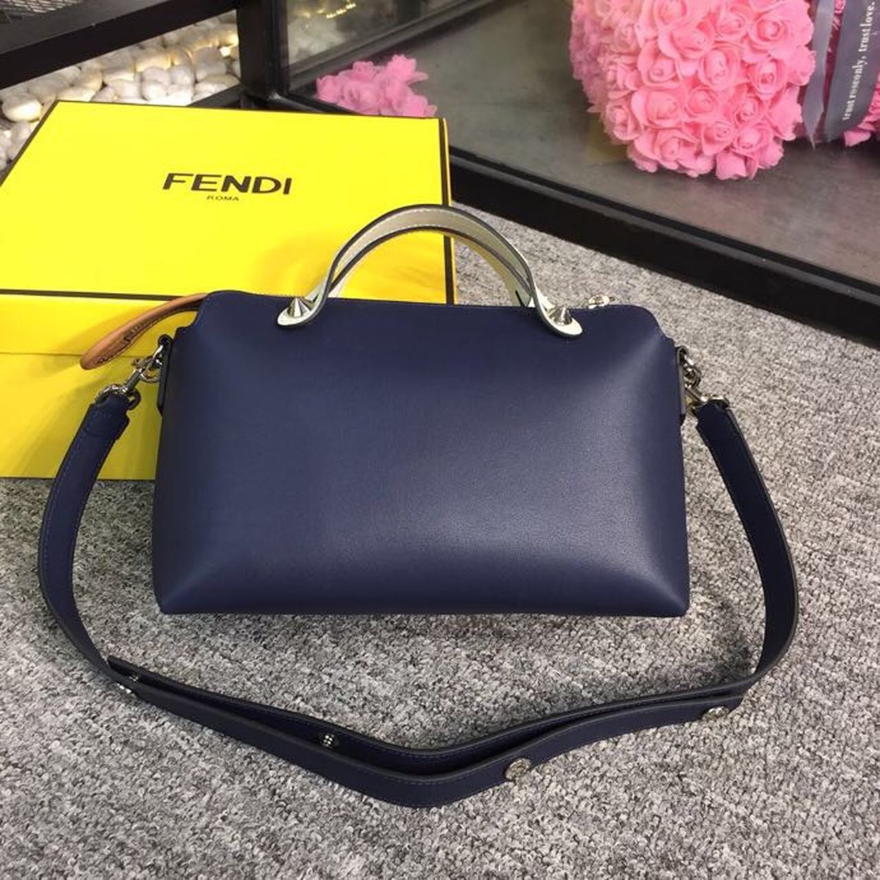 Top QualityTop Quality By The Way Medium Bag Dark Blue For Women, Women’s Handbags, Shoulder And Crossbody Bags 10in/27cm FF 8BL1461