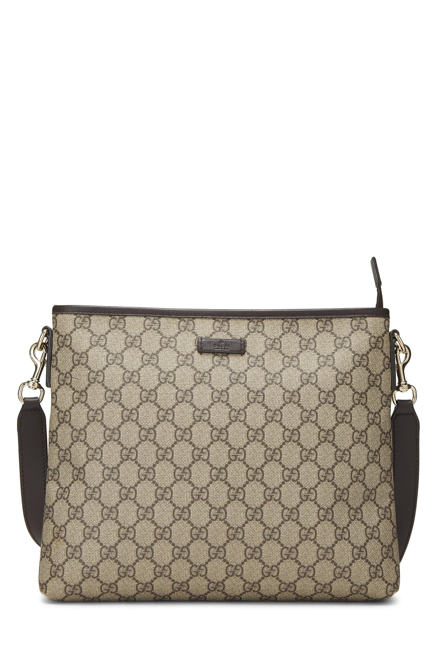 Gucci, Brown Original GG Supreme Canvas Zip Flat Messenger, Brown