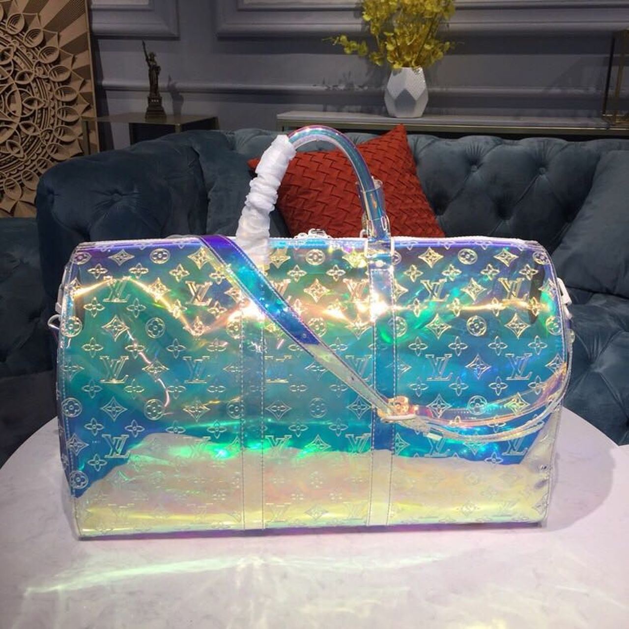 Top Quality Keepall Bandouliere 50 Monogram PVC Iridescent Prism By Virgil Abloh For Men, Bags, Travel Bags 19.7in/50cm Top Quality M53271