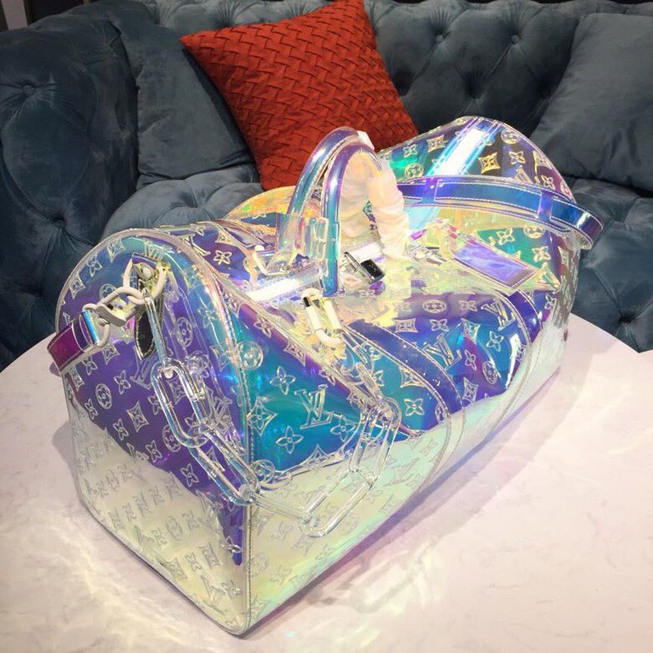 Top Quality Keepall Bandouliere 50 Monogram PVC Iridescent Prism By Virgil Abloh For Men, Bags, Travel Bags 19.7in/50cm Top Quality M53271