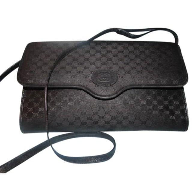 Gucci   Black G Small Logo Print Coated Canvas And Black Leather