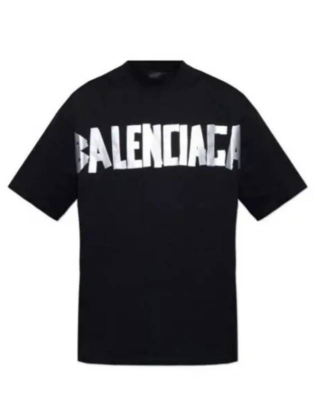 Luxury Balenciaga Trending 2025 Tape Type Short Sleeve T-Shirt Black