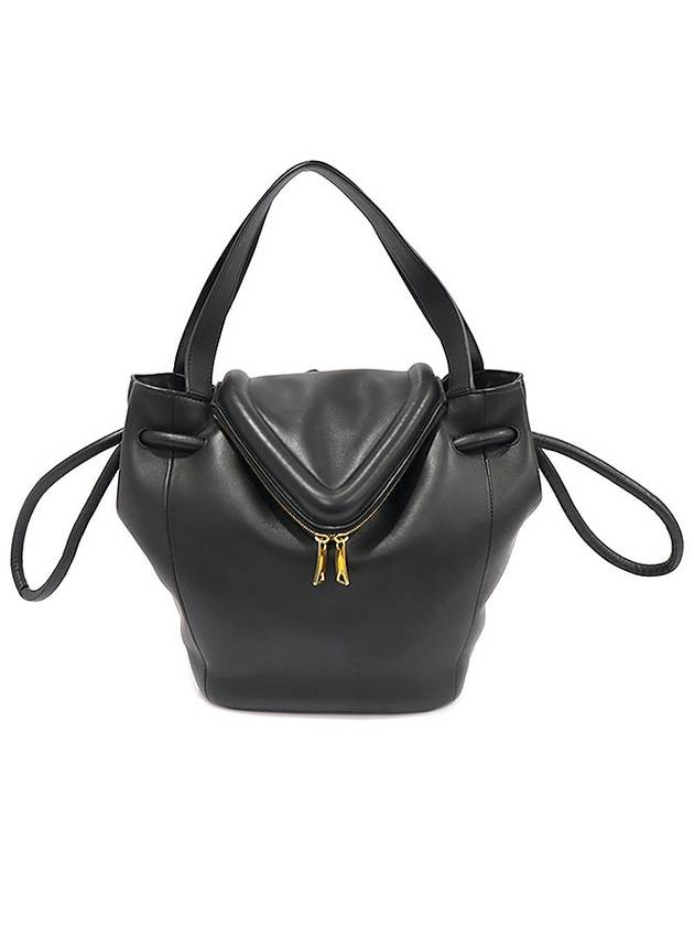 Luxury Bottega Veneta 666531 Black Vitello Nappa Gold Veil Bag Small 2WAY