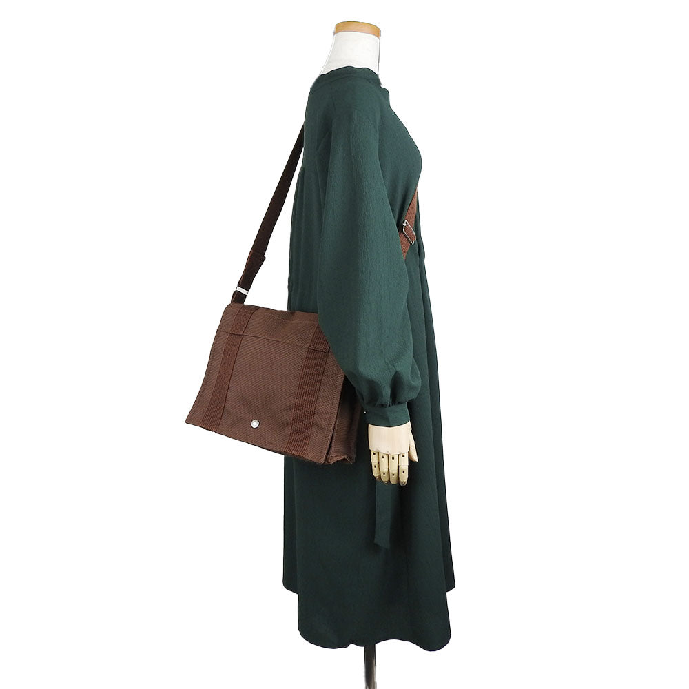 HERMES Shoulder Bag canvas Brown Her Line Bassus PM unisex(Unisex)  d