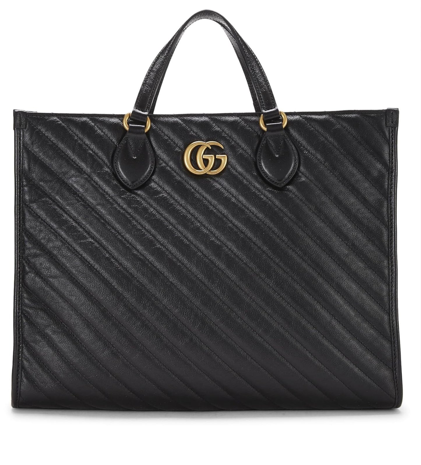 Gucci, Black Leather Marmont Handle Bag Medium, Black