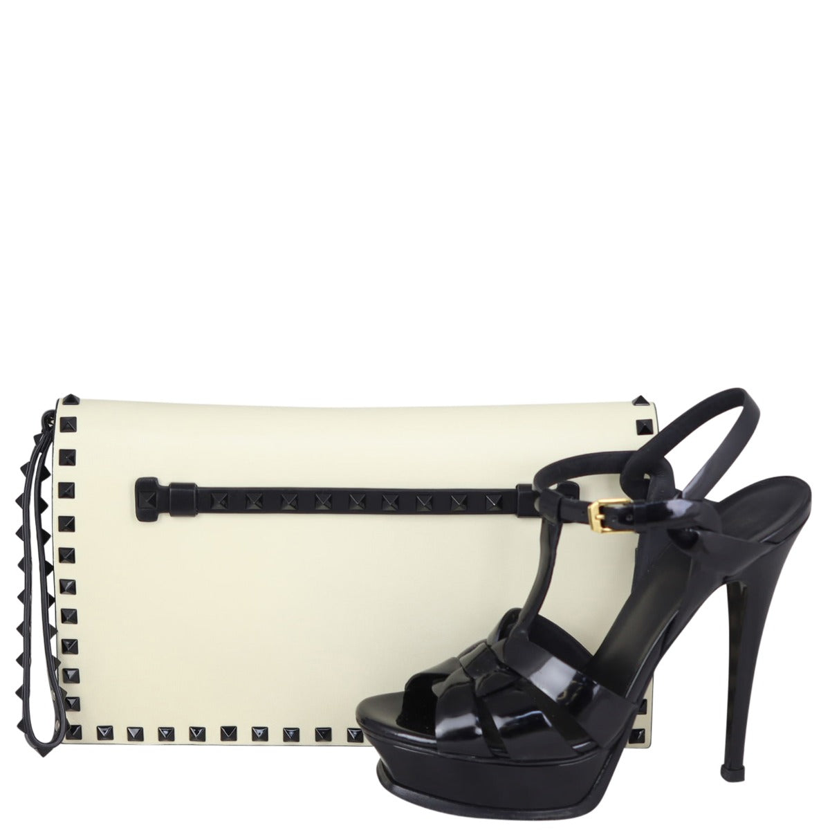 Valentino Rockstud Wristlet Flap Clutch