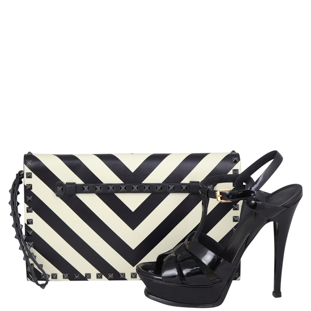 Valentino Rockstud Wristlet Flap Clutch