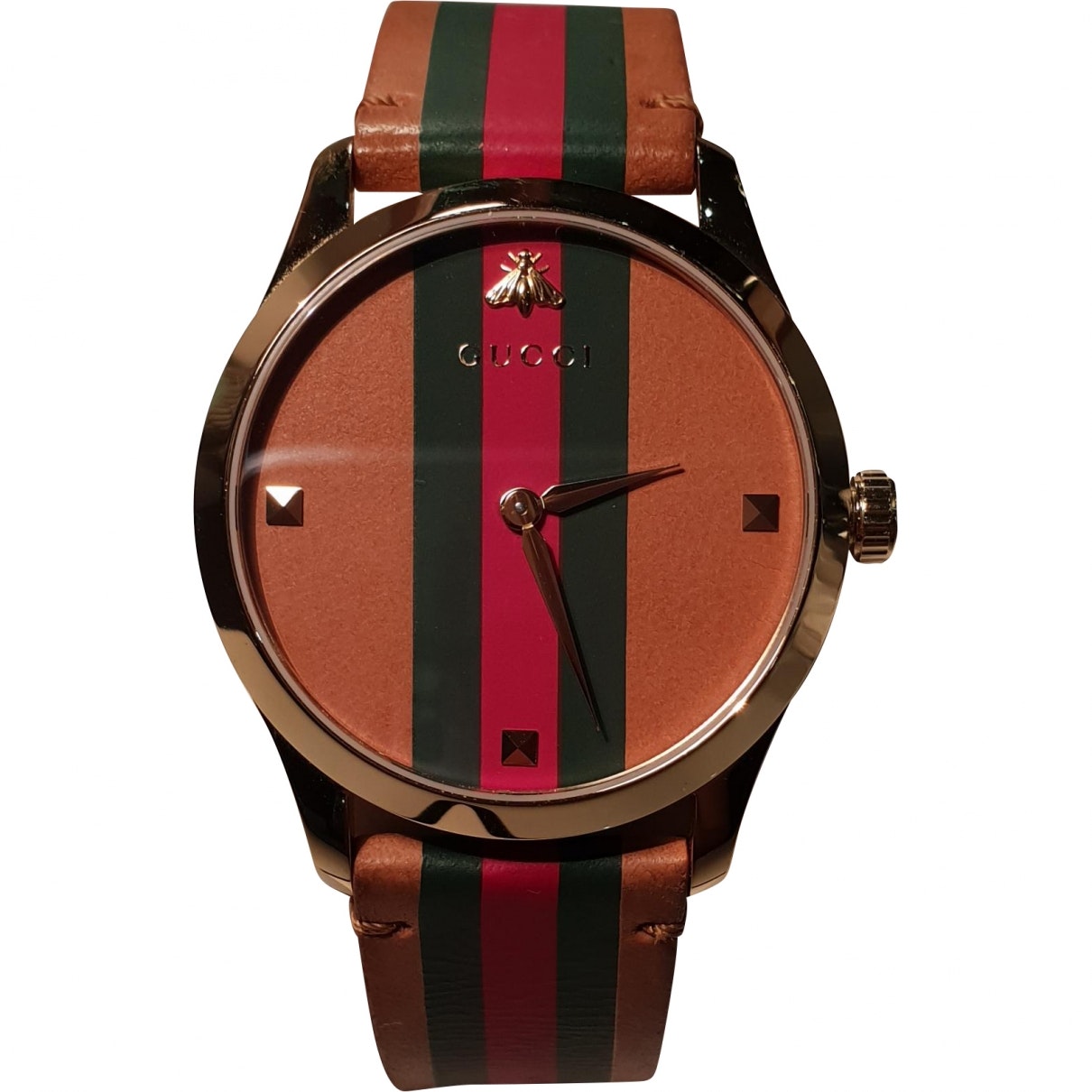 Gucci le marché des merveilles camel yellow gold watch