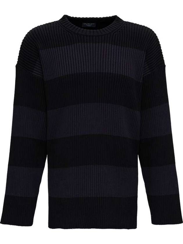 Luxury Balenciaga Trending 2025 Back BB Logo Stripe Cotton Knit Top Black
