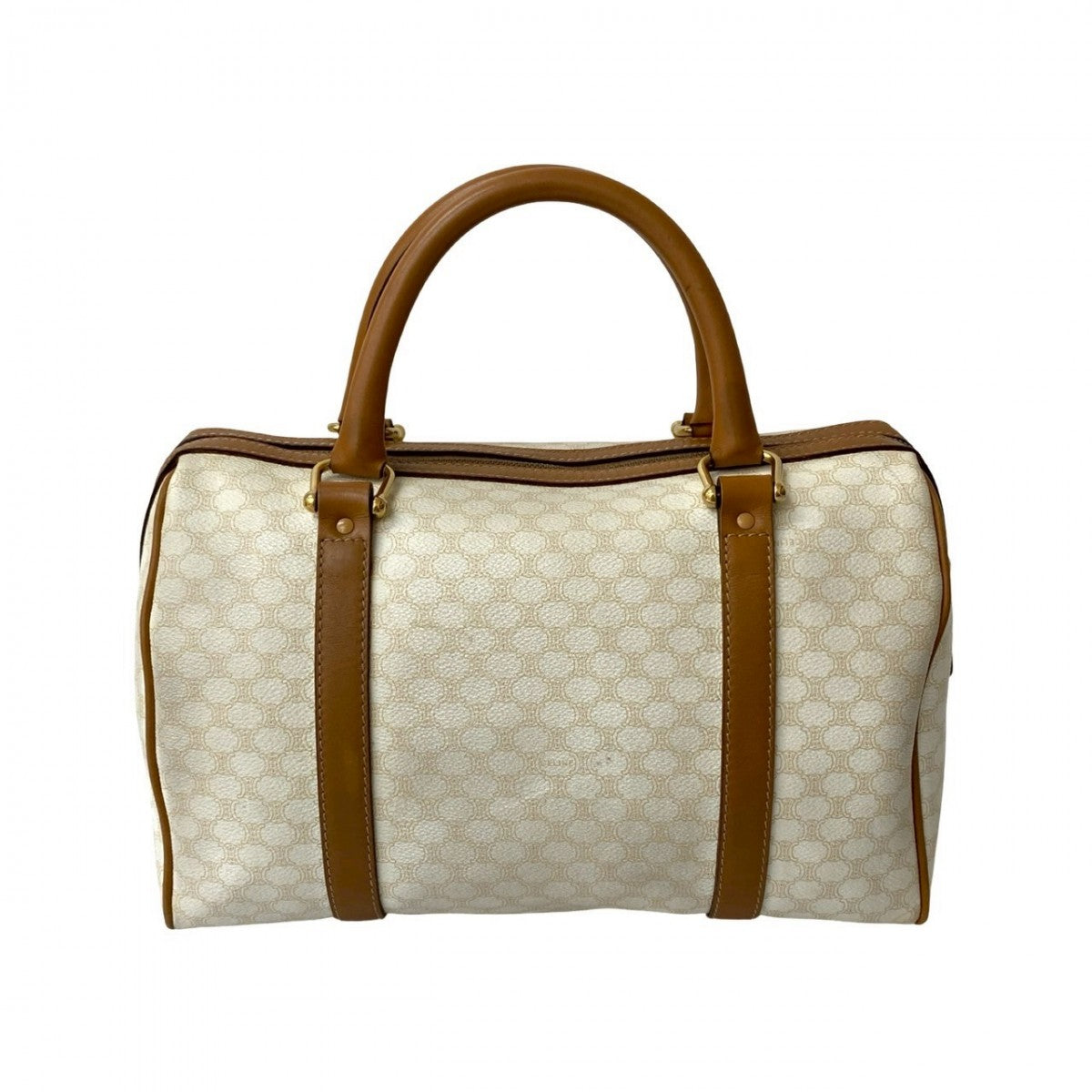CELINE Handbag Leather, PVC white Macadam Blason Triomphe Pattern Women