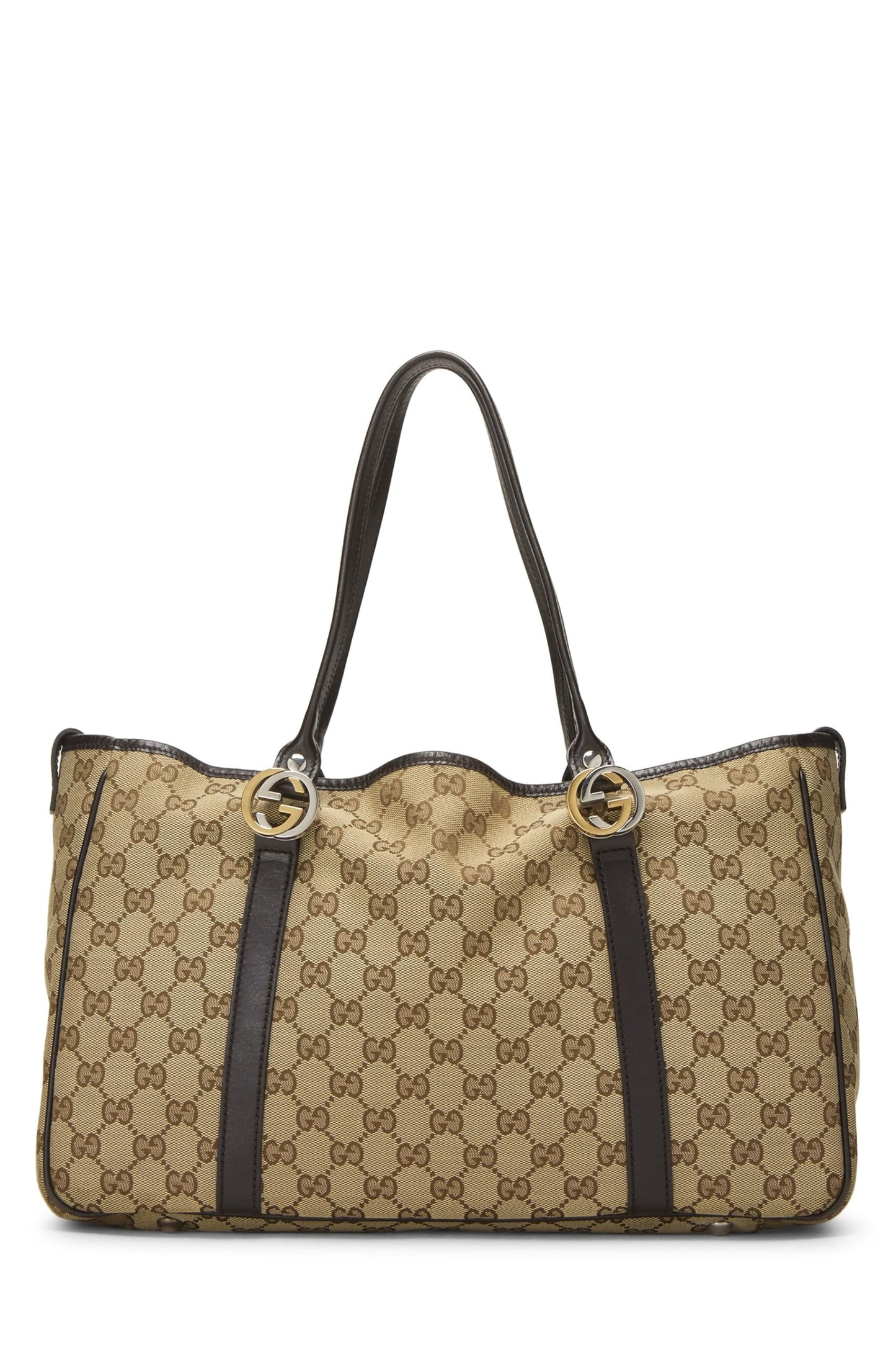 Gucci, Black Original GG Canvas Twins Tote, Brown