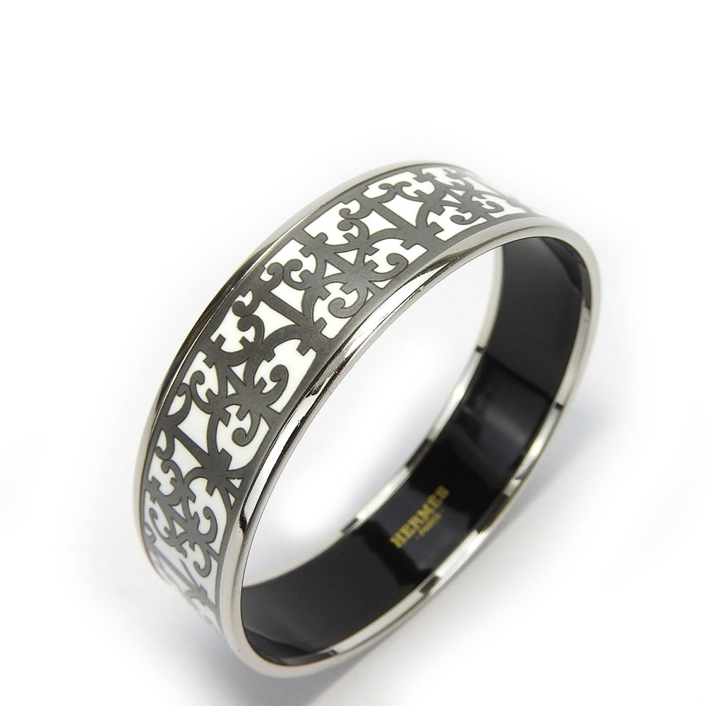 HERMES Bangle Enamel, Metal white Emilel GM Women  d