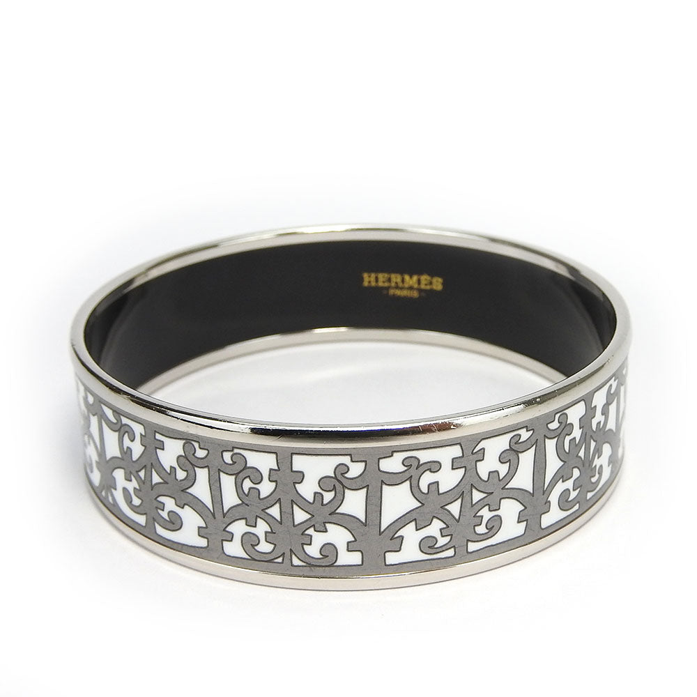 HERMES Bangle Enamel, Metal white Emilel GM Women  d