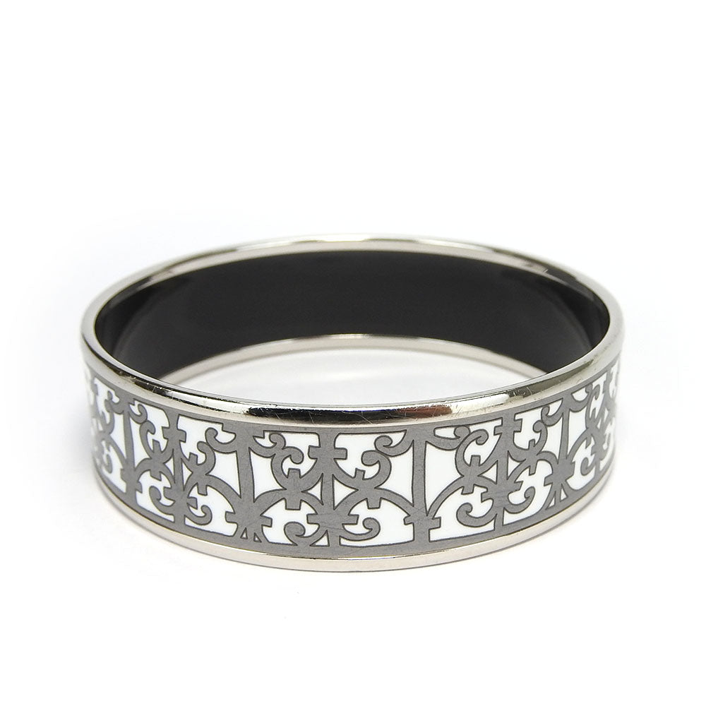 HERMES Bangle Enamel, Metal white Emilel GM Women  d
