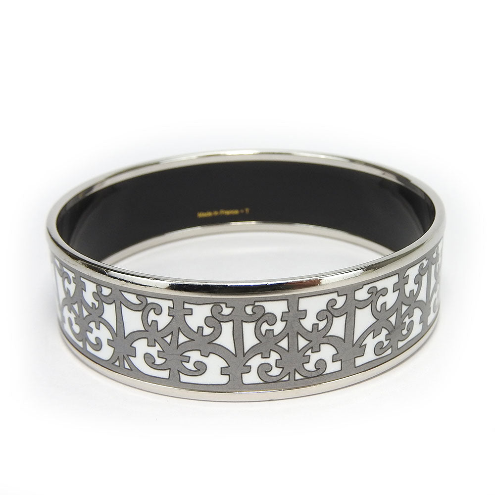 HERMES Bangle Enamel, Metal white Emilel GM Women  d
