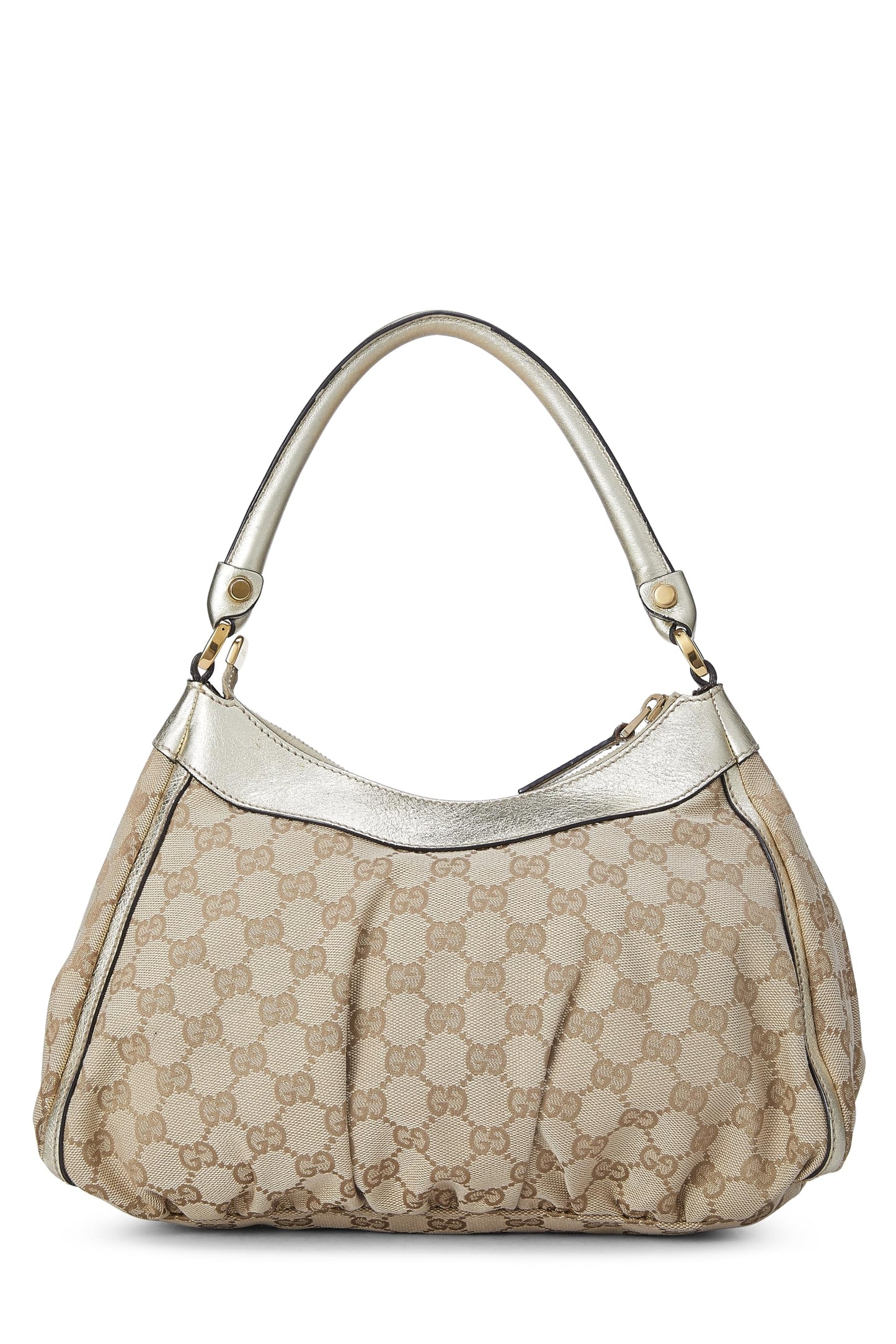 Gucci, Gold Original GG Canvas D-Ring Abbey Shoulder Bag Small, Gold