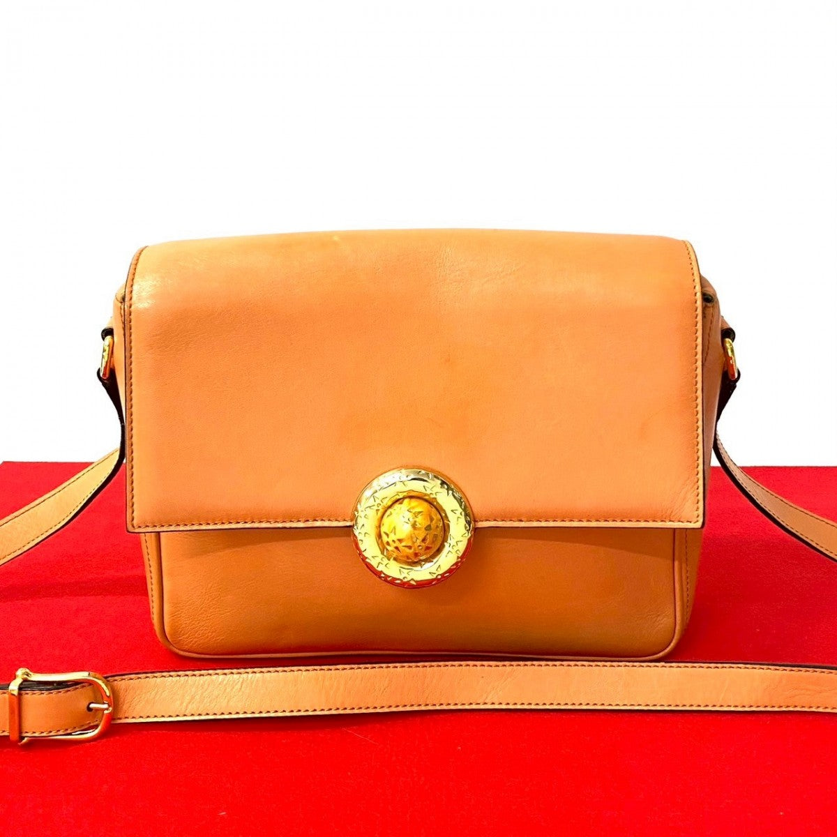 CELINE Shoulder Bag leather Orange Star Ball Metal Women