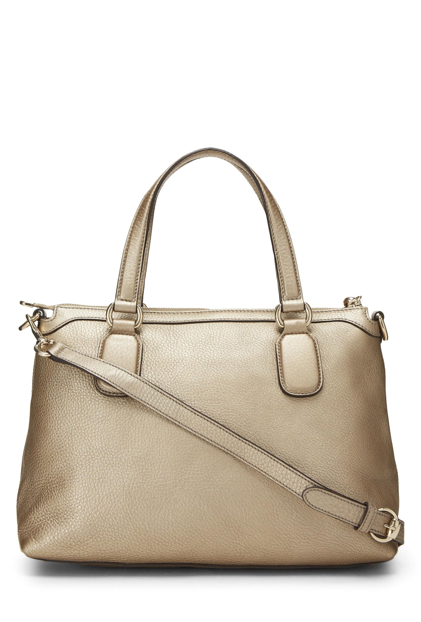 Gucci, Gold Metallic Leather Soho Top Handle Tote, Gold