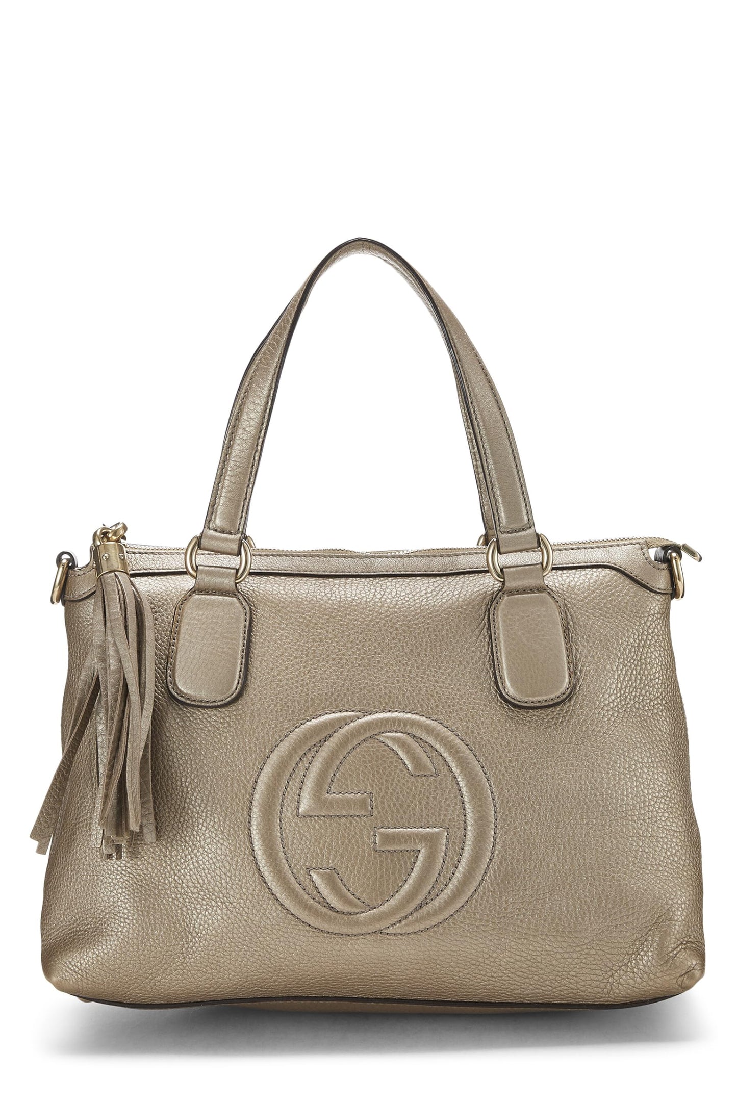 Gucci, Gold Grained Leather Soho Top Handle Tote, Gold