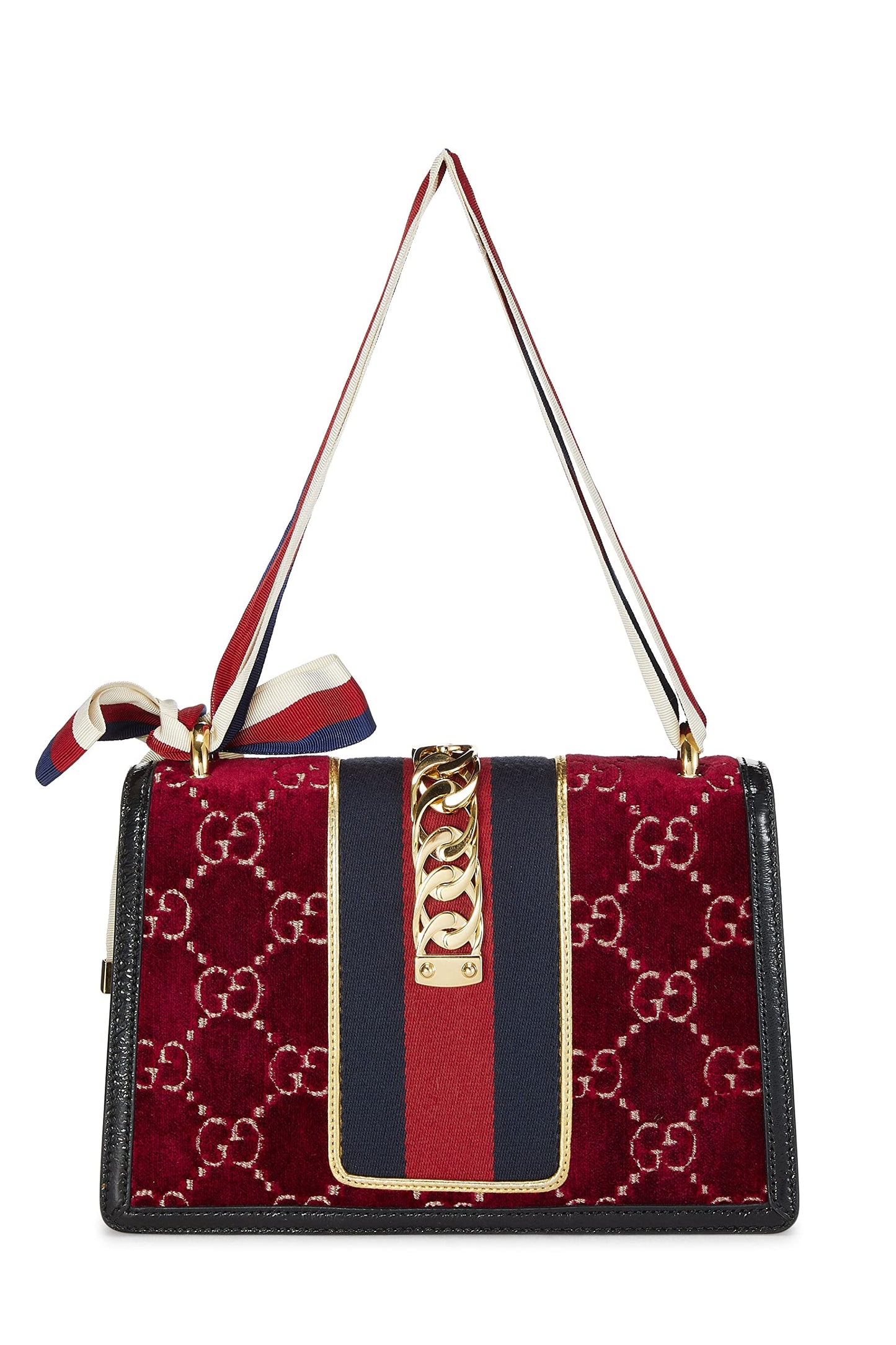 Gucci, Burgundy Velvet Sylvie Shoulder Bag, Burgundy