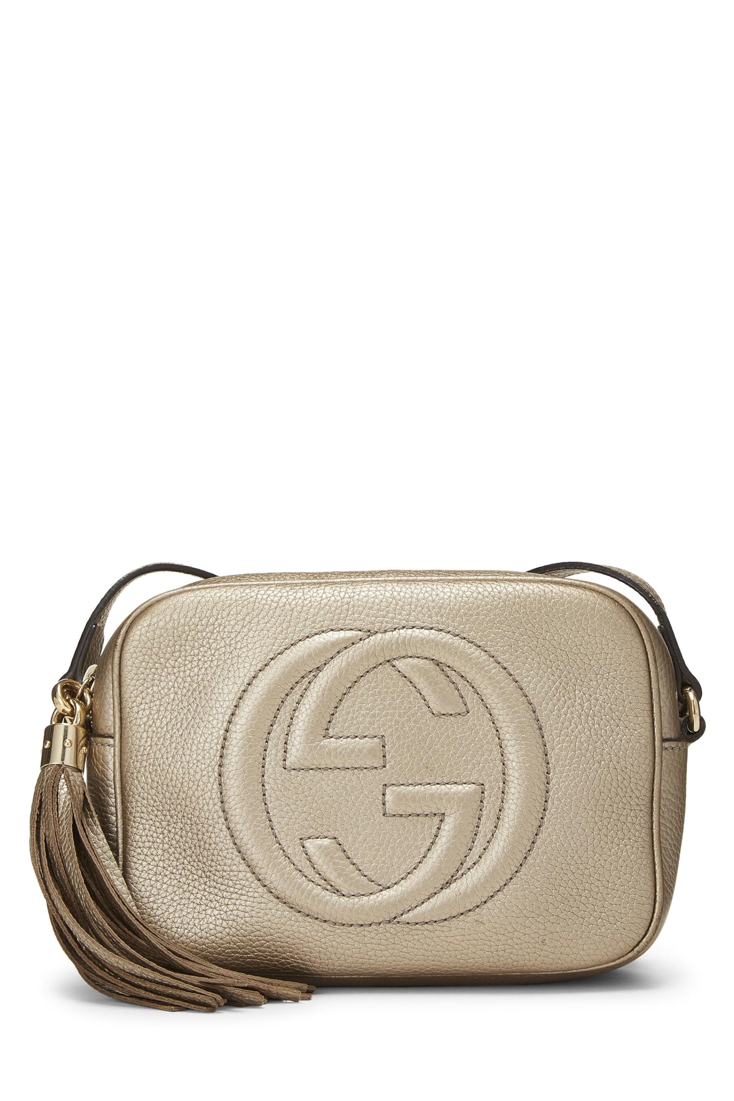 Gucci, Gold Metallic Grained Leather Soho Disco, Gold