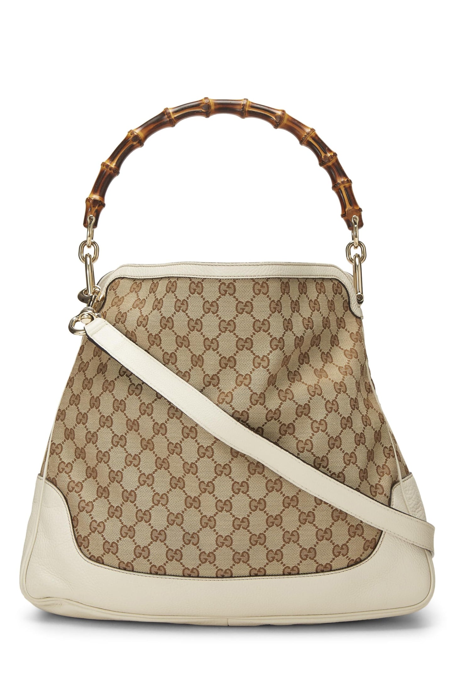 Gucci, Cream Original GG Canvas Diana Bamboo Hobo Large, Cream