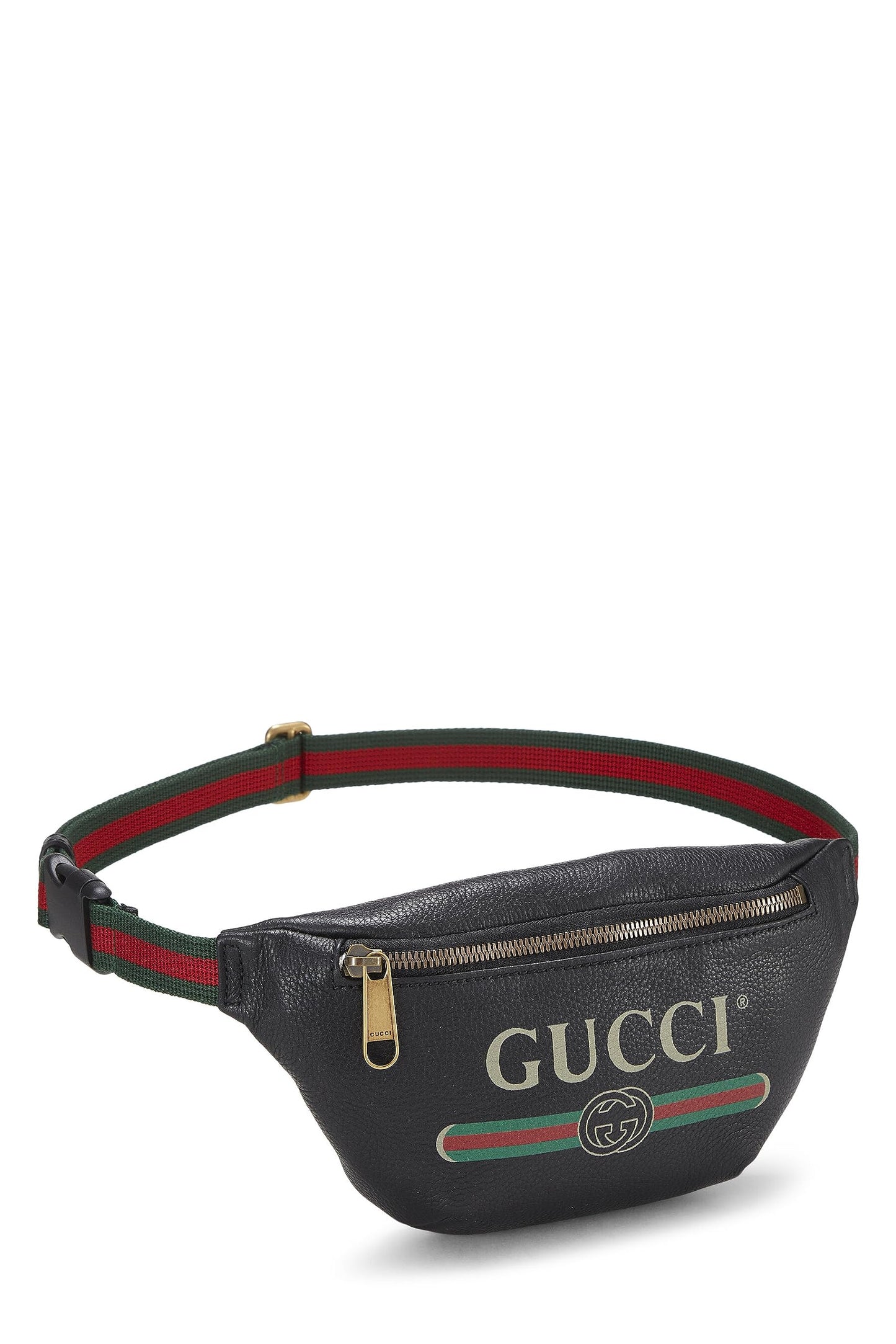 Gucci, Black Leather Logo Print Belt Bag Small, Black