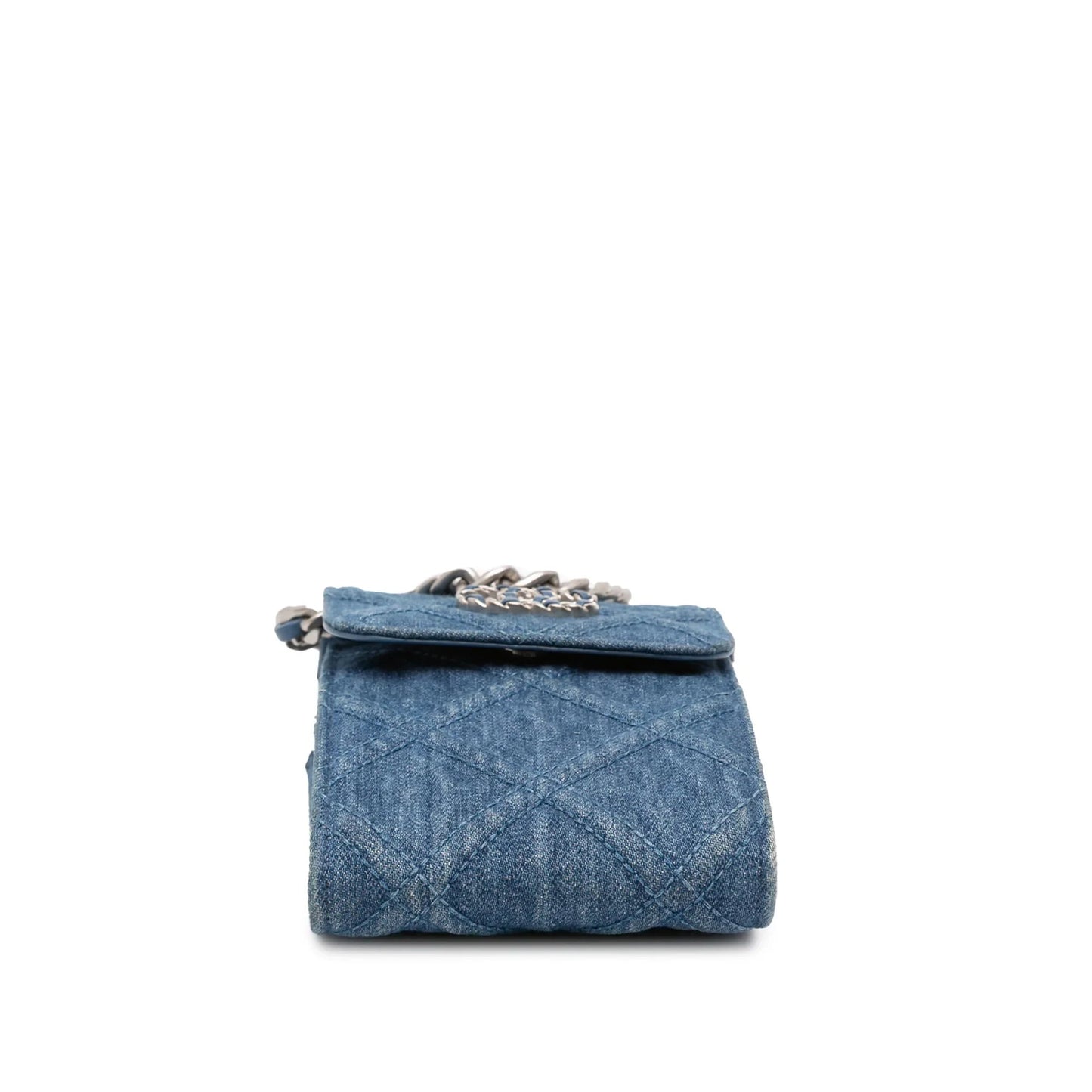Blue Chanel Denim 19 Phone Holder with Chain Satchel