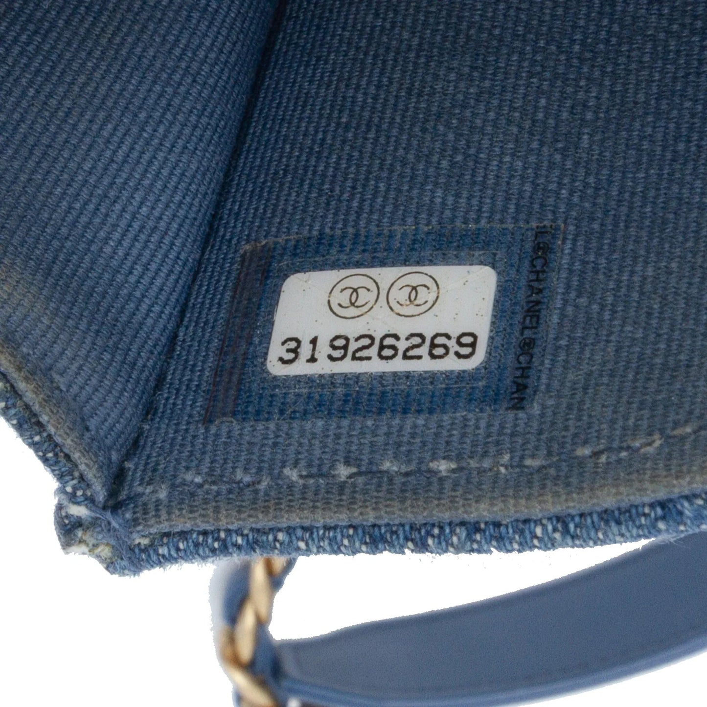 Blue Chanel Denim 19 Phone Holder with Chain Satchel