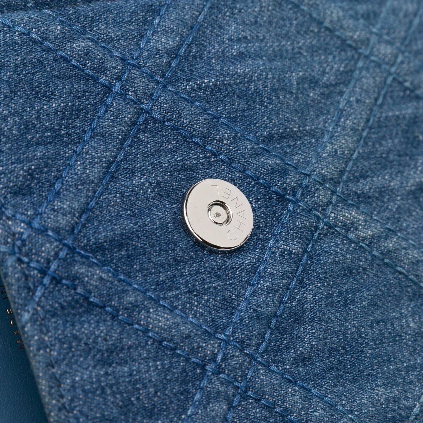Blue Chanel Denim 19 Phone Holder with Chain Satchel