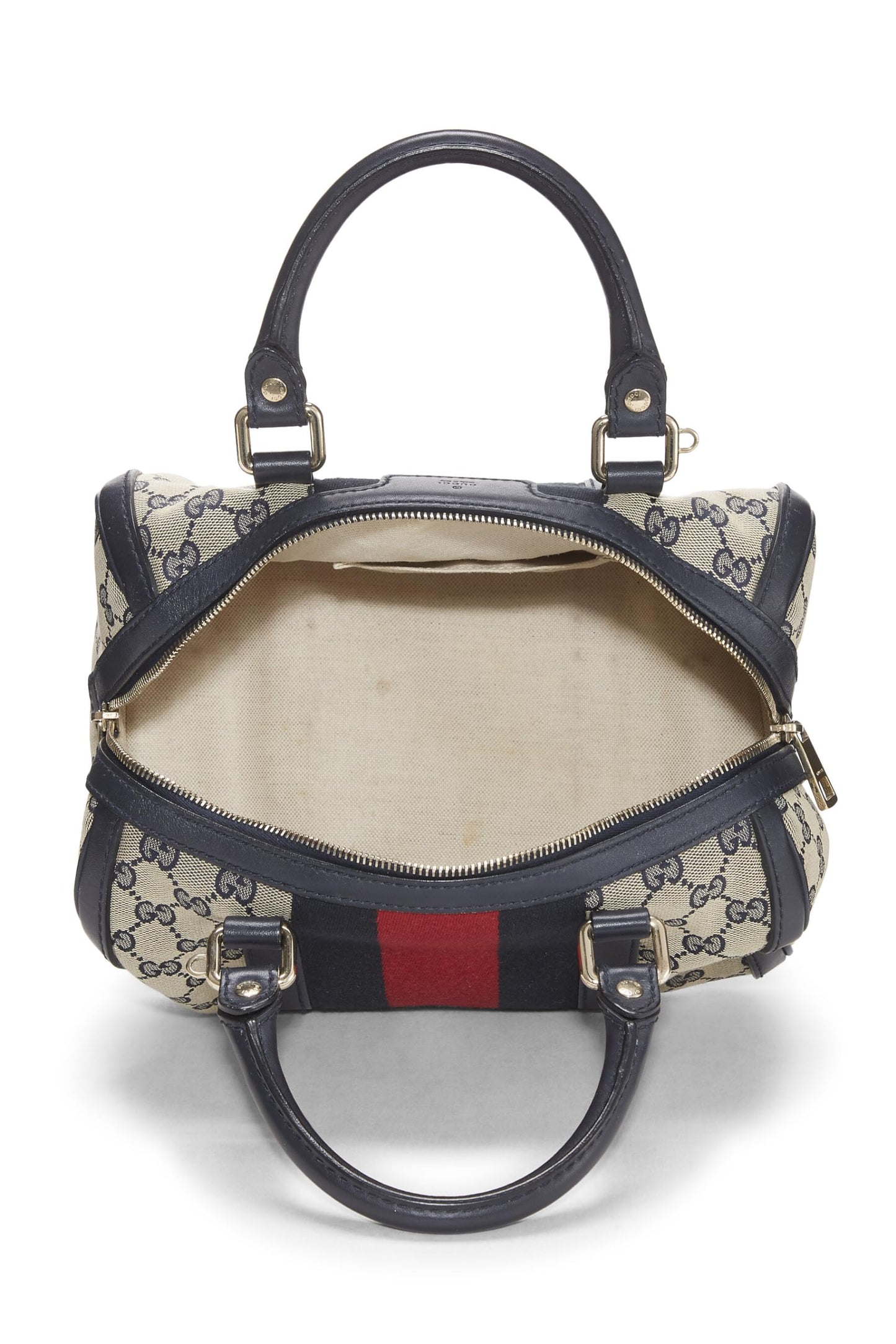 Gucci, Blue Original GG Canvas Web Boston Bag Small, Blue