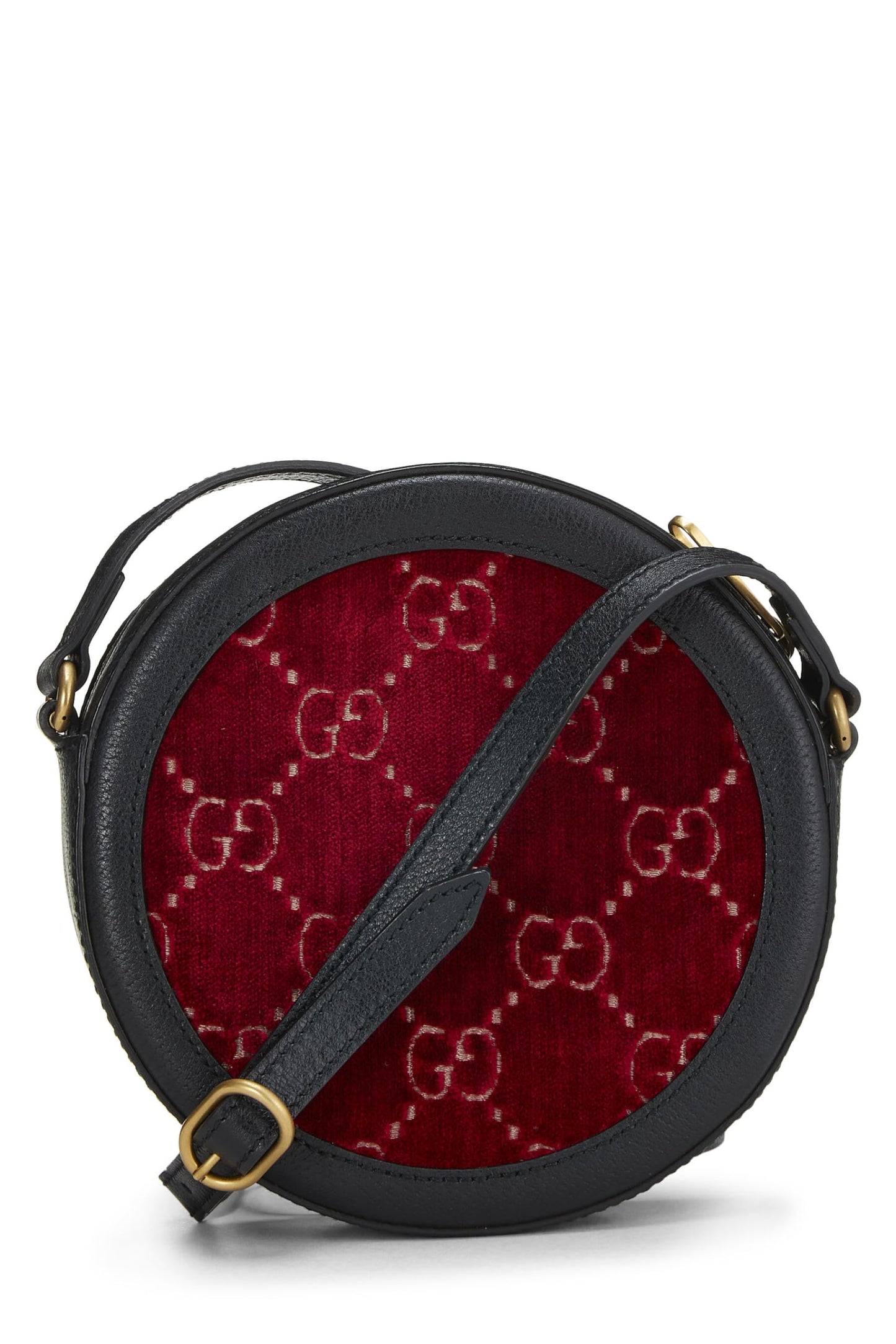 Gucci, Burgundy Velvet GG Marmont Round Shoulder Bag Mini, Burgundy