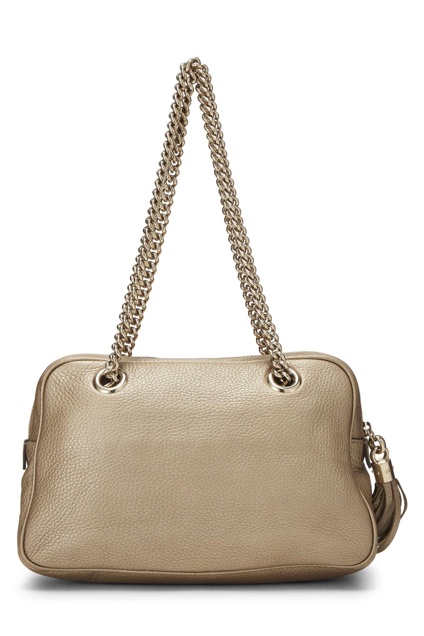 Gucci, Metallic Gold Grained Leather Soho Chain Shoulder Bag, Gold