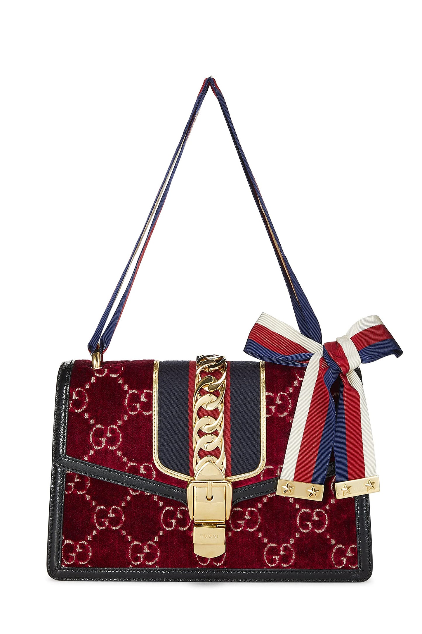 Gucci, Burgundy Velvet Sylvie Shoulder Bag, Burgundy