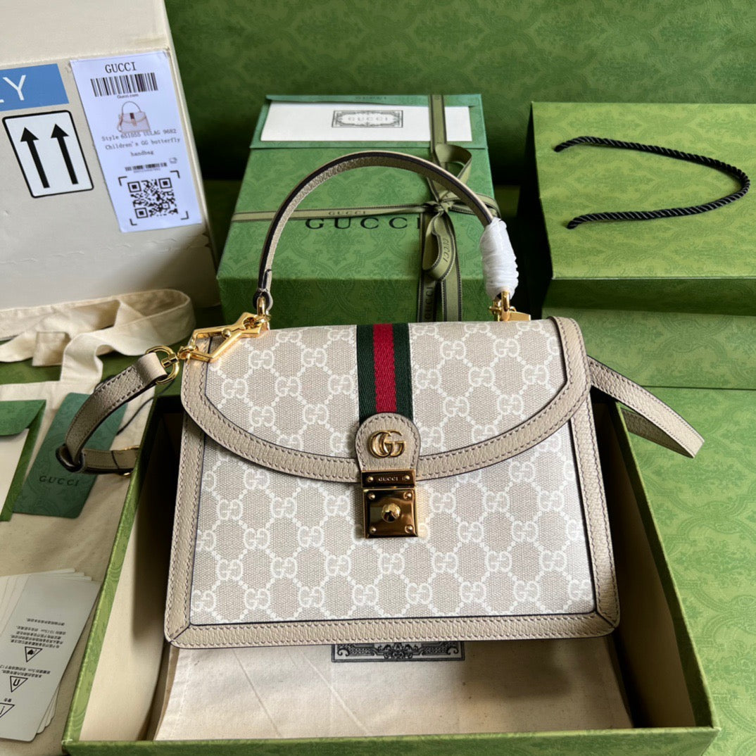gg Ophidia Small gg Top Handle Bag Beige For Women, Women’s Bags 9.8in/25cm gg ‎651055 UULAG 9682