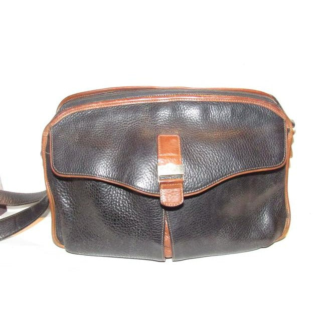 Gucci   Black Pebbled Leather And Brown Smooth Leather Satchel