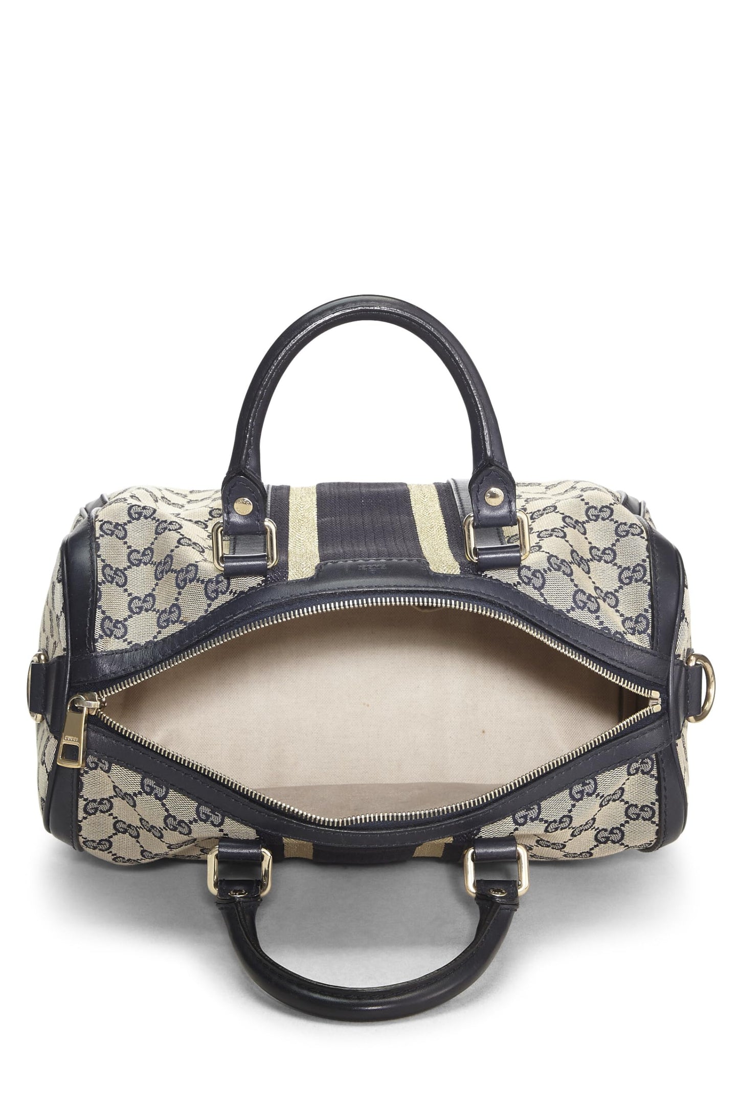 Gucci, Blue Original GG Canvas Web Boston Handbag, Blue
