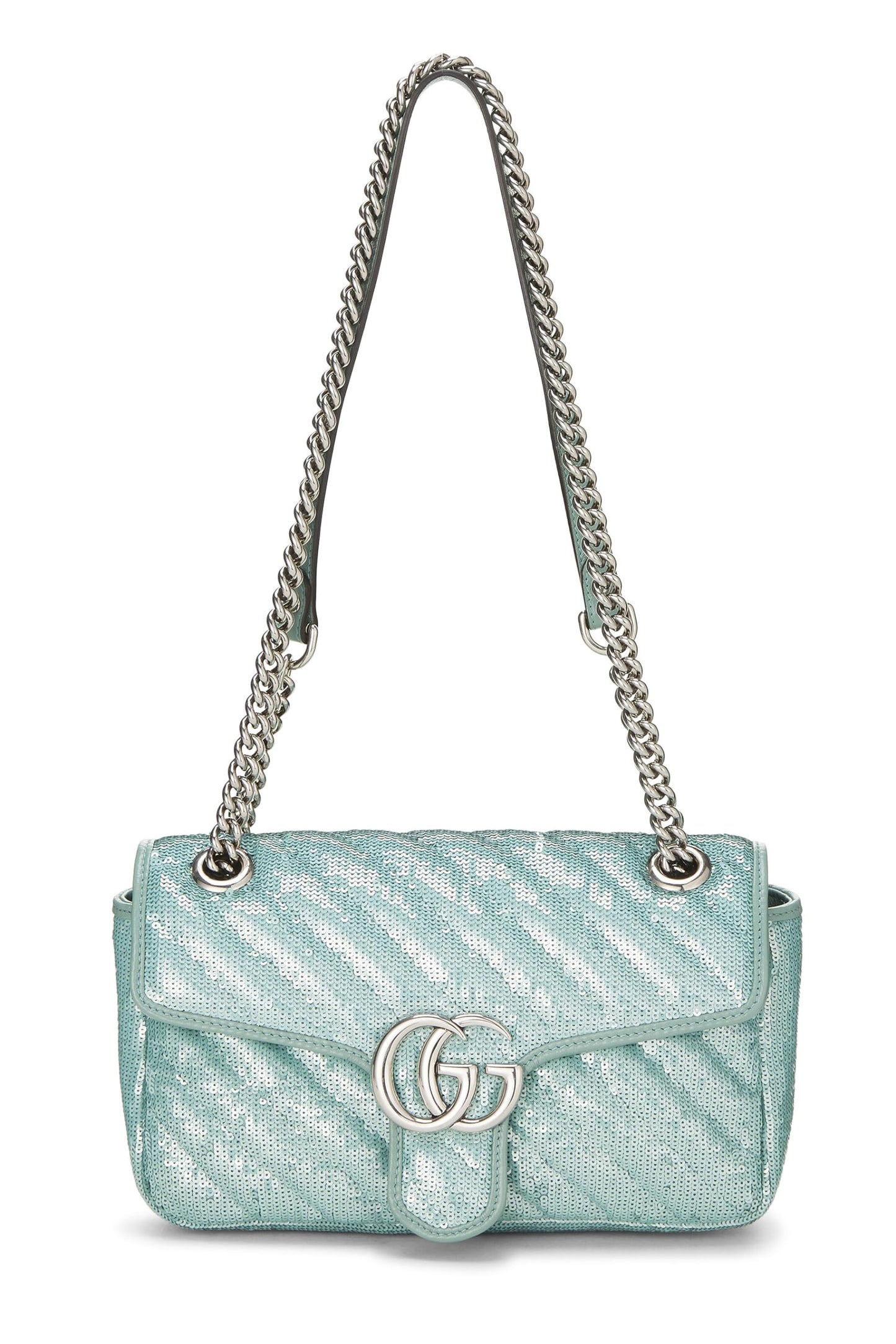 Gucci, Blue Sequin GG Marmont Shoulder Bag Mini, Blue