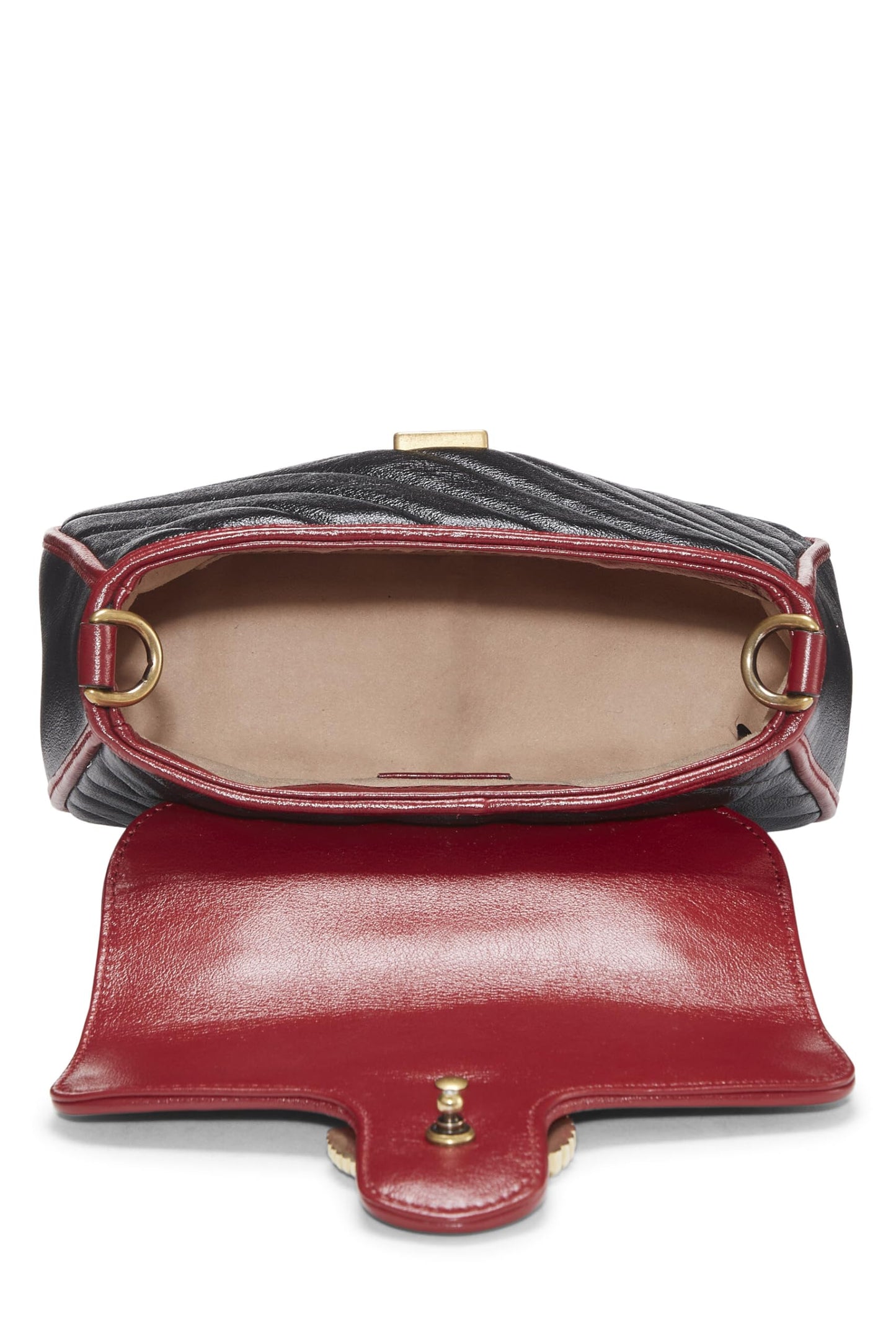 Gucci, Black Leather Torchon Marmont Top Handle Flap Bag Mini, Black