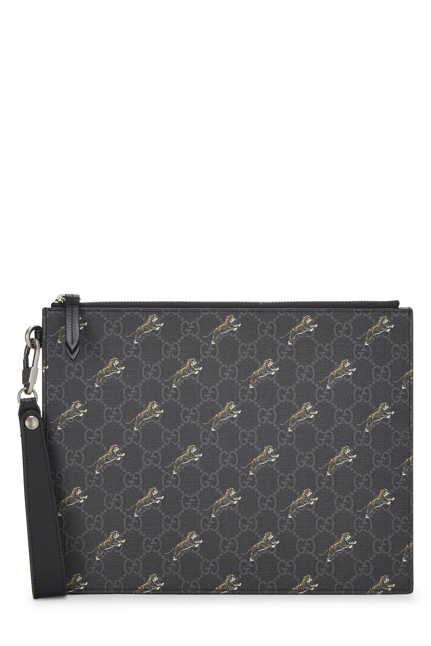 Gucci, Black GG Supreme Coated Canvas Tiger Documents Pochette, Black