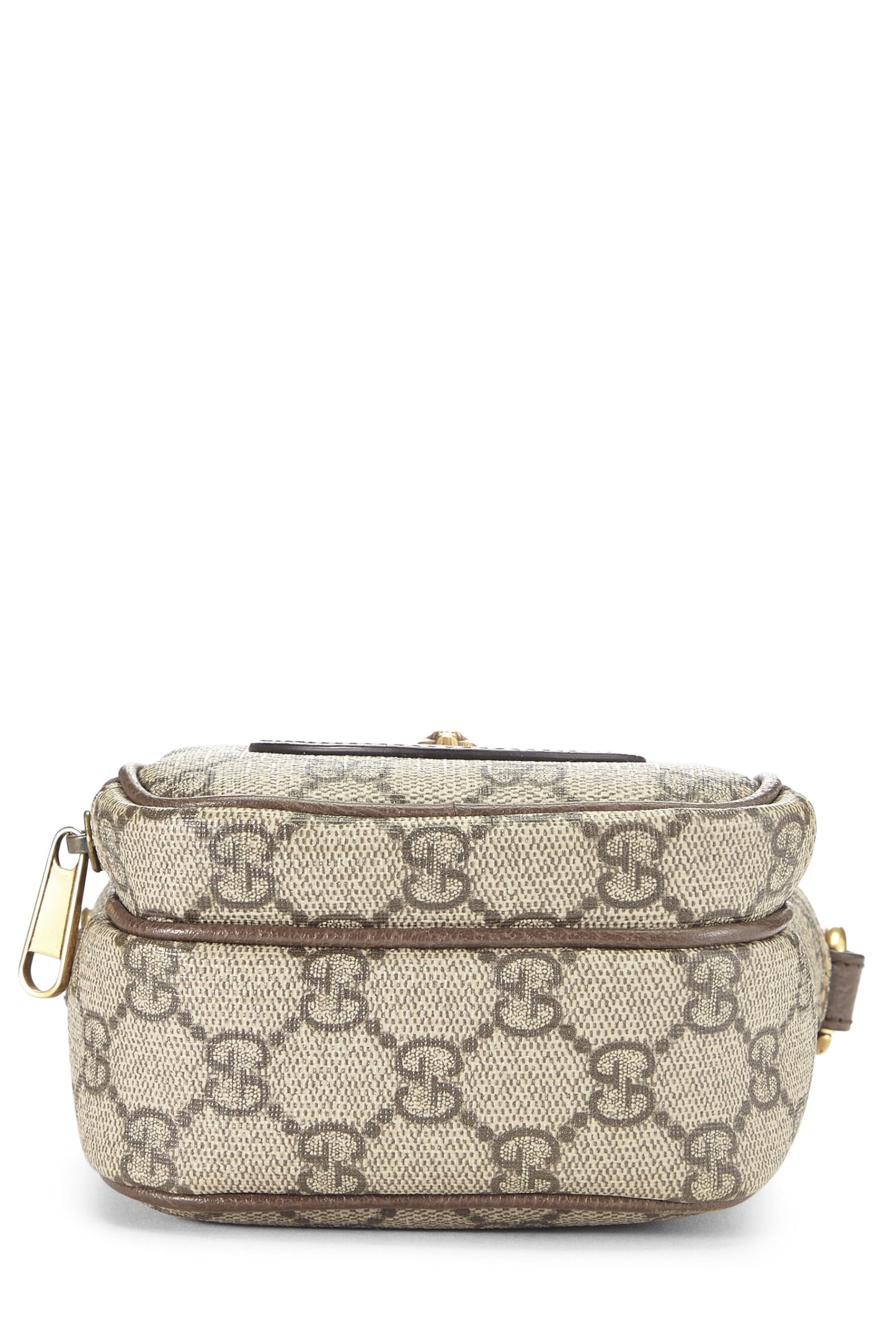 Gucci, Brown GG Supreme Neo   Double Zip Camera Bag Mini, Brown
