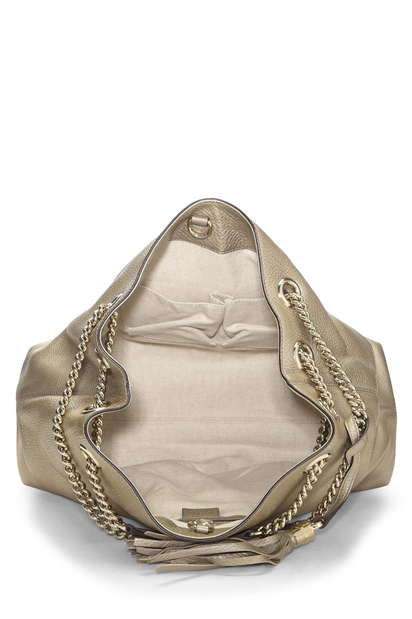 Gucci, Gold Metallic Leather Soho Chain Tote, Gold